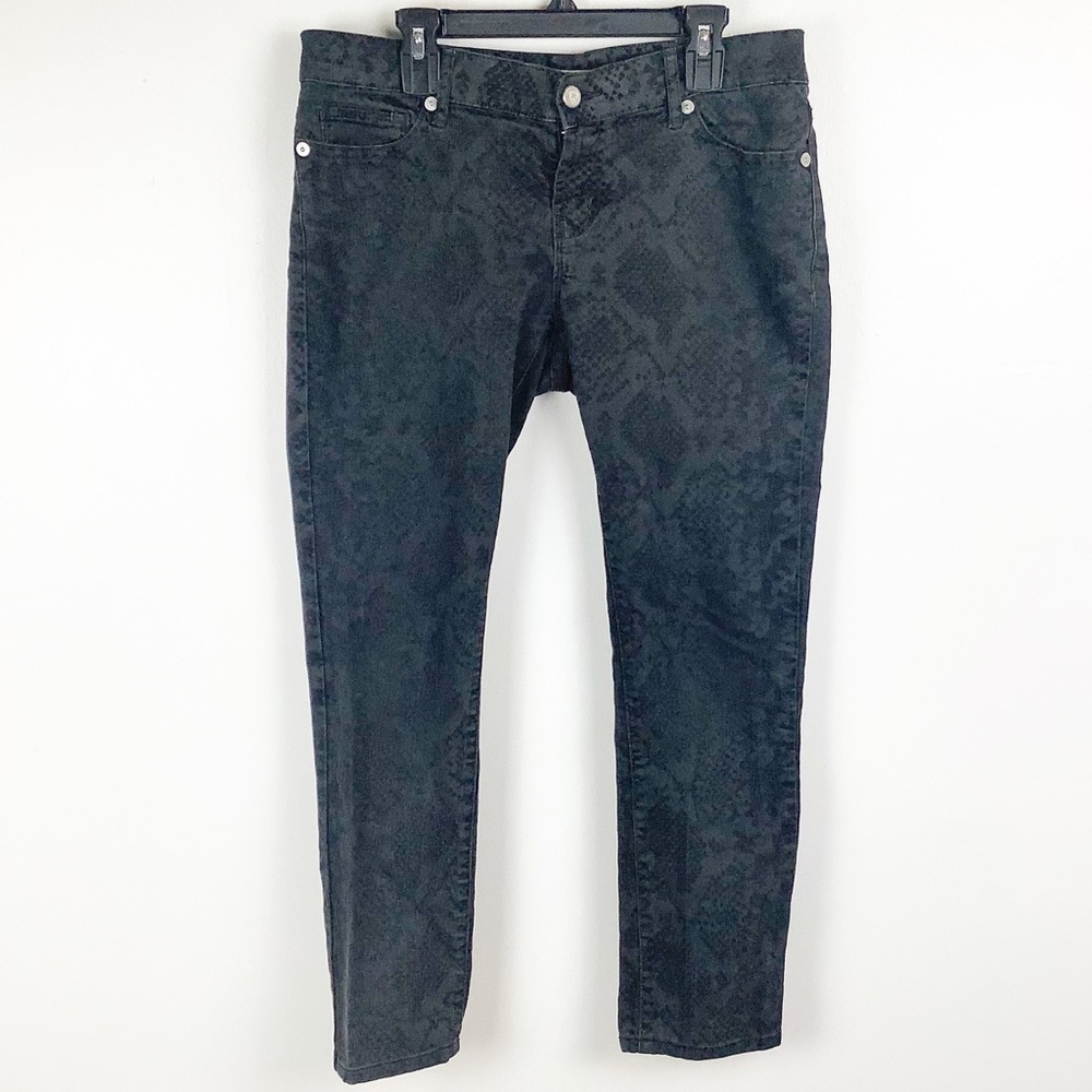Andrew Charles Women Size 27 Black Snake Print Cotton Blend Skinny Jeans